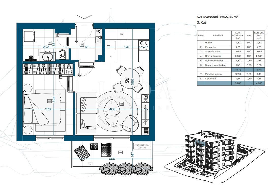 Stanovanje Novi Vinodolski, 69,87m2