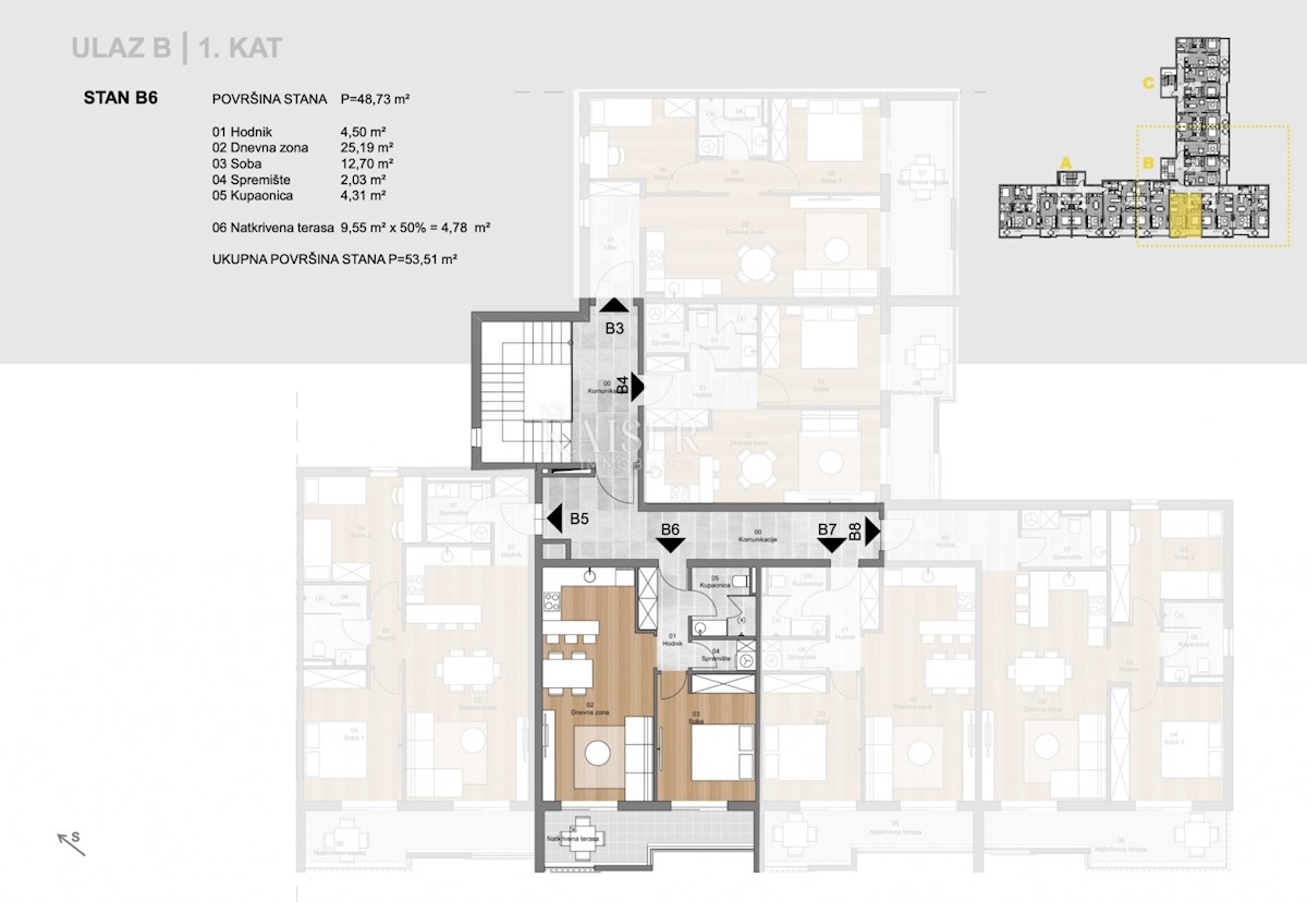 Labin, center - novogradnja 1s+db, 51 m2