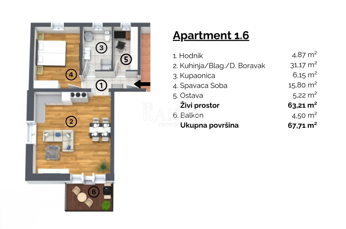 Istra, Buje, okolica - stanovanje 76m2, možnost najema in upravljanja