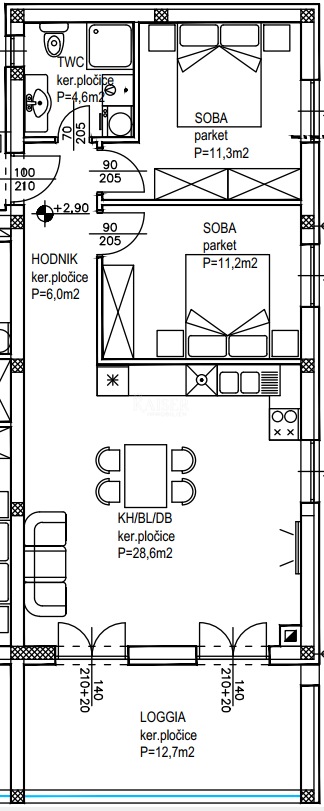 Stanovanje Crvene kuće, Zadar, 82,05m2