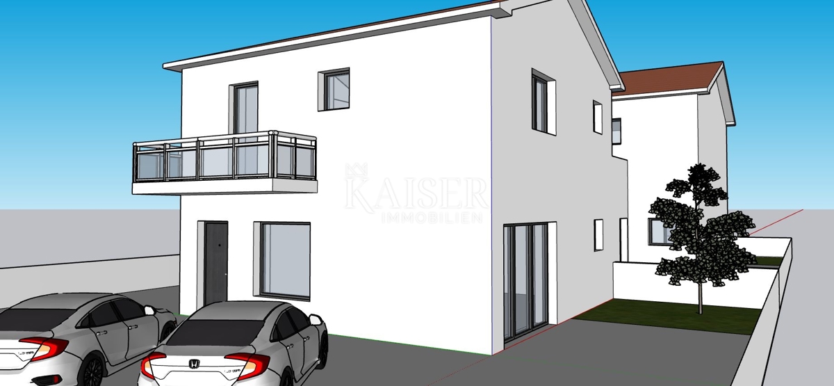 Istra, območje Buj - praktično stanovanje s 3 spalnicami v pol samostojni hiši 109m2, v gradnji