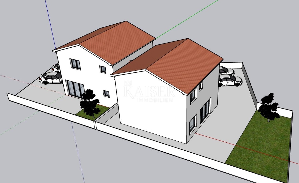 Istra, območje Buj - praktično stanovanje s 3 spalnicami v pol samostojni hiši 109m2, v gradnji