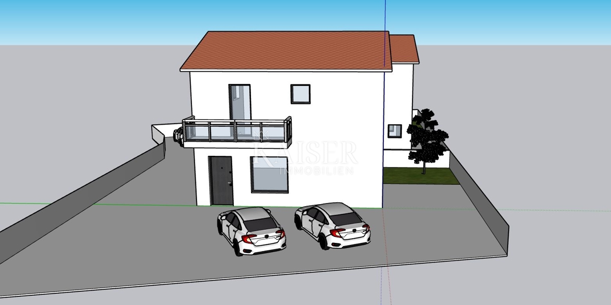 Istra, območje Buj - praktično stanovanje s 3 spalnicami v pol samostojni hiši 109m2, v gradnji