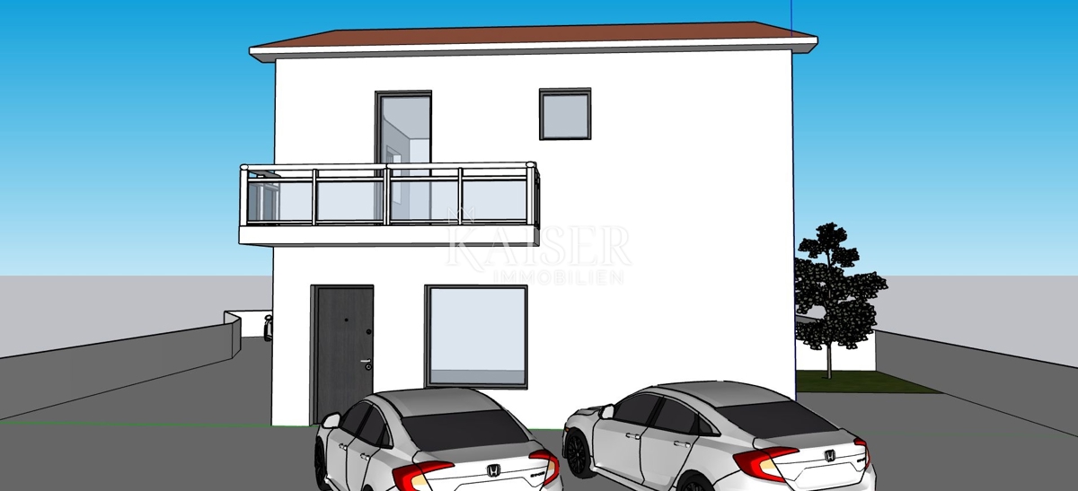 Istra, območje Buj - praktično stanovanje s 3 spalnicami v pol samostojni hiši 109m2, v gradnji