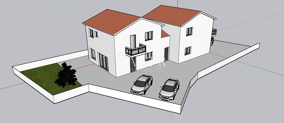 Istra, območje Buj - praktično stanovanje s 3 spalnicami v pol samostojni hiši 109m2, v gradnji