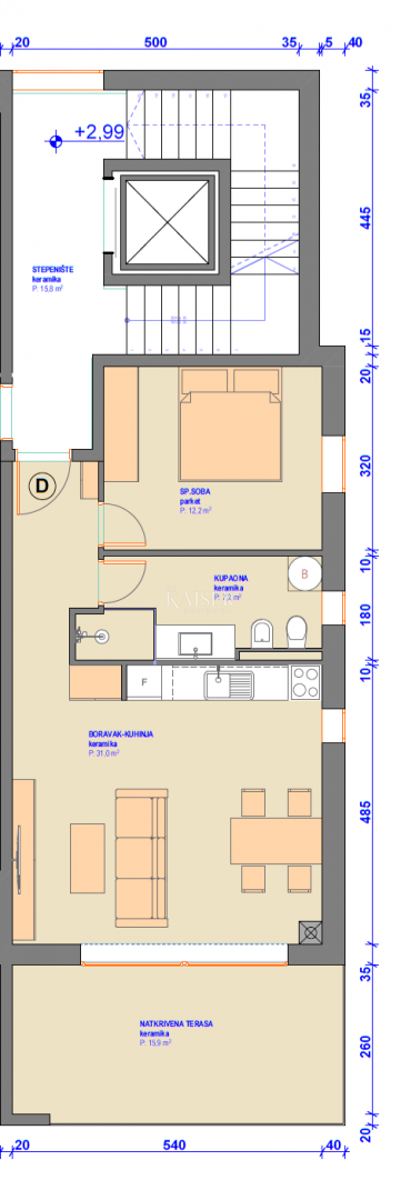 Istra, Umag, okolica - stanovanje, novogradnja, 1. nadstropje, 66 m2, 300 m od morja, pogled na morje