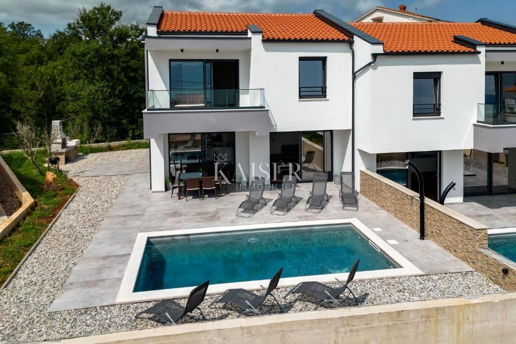Krk, Risika - moderna polpritlična hiša, 150 m2, pogled na morje