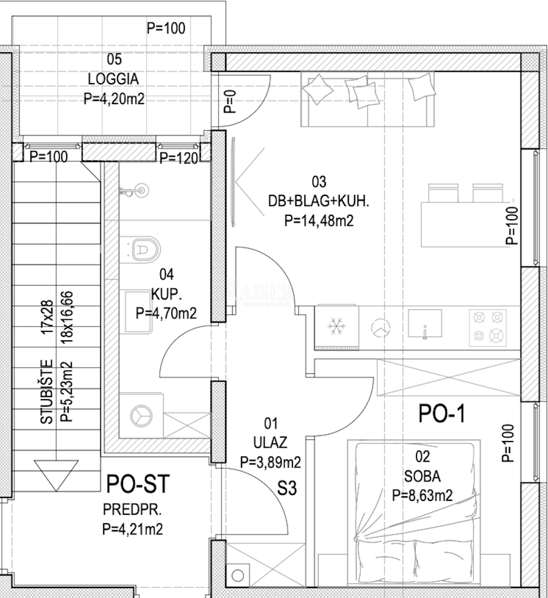 Barban - novogradnja, 1s+db z ložo, 36 m2