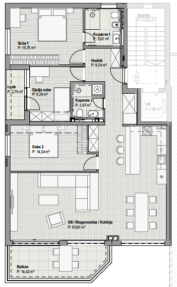 Reka, Bivio – Apartma (4) s 3 spalnicami, teraso in čudovitim razgledom 100 m od morja