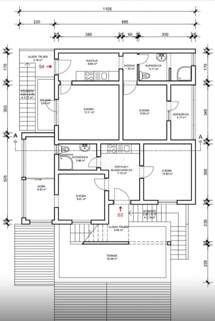 Vir – hiša s 6 apartmaji in garažo, 200 m od morja