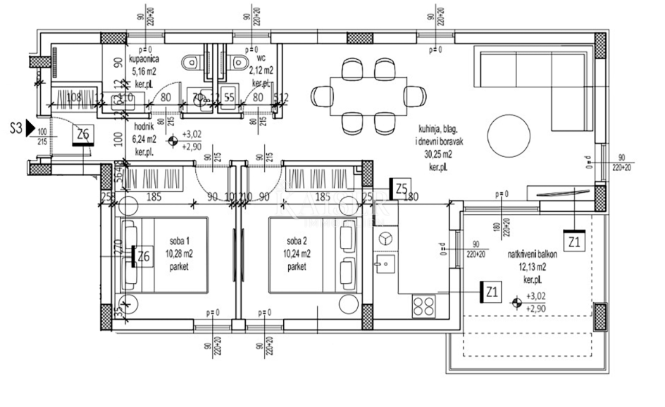 Petrčane - Zadar, Ekskluzivni penthouse na celotnem nadstropju s strešno teraso