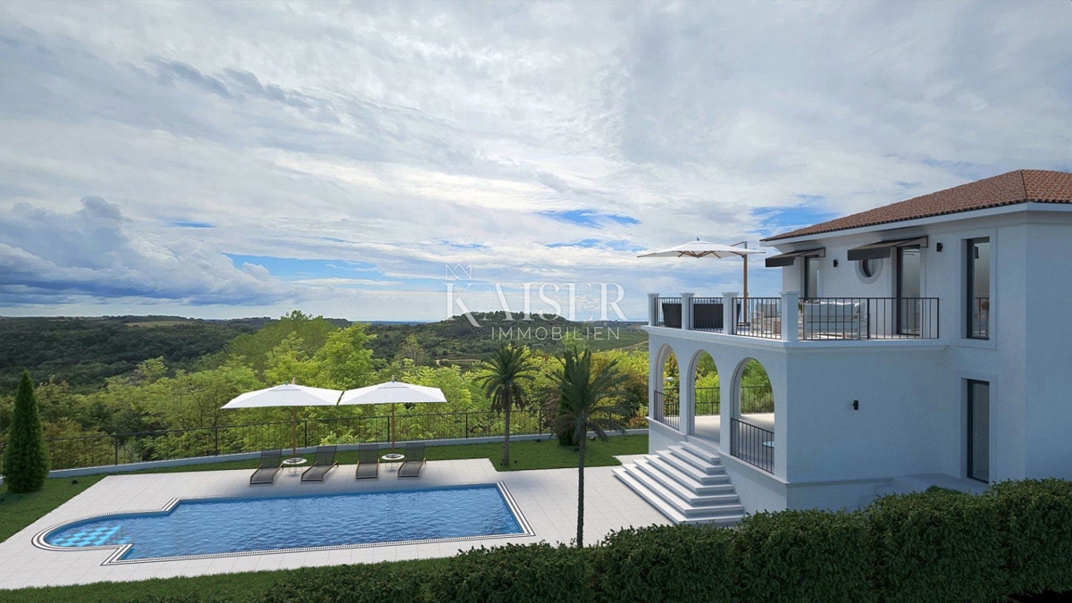 Istra, Buje - luksuzna vila v gradnji, pogled na morje in oljčni nasad