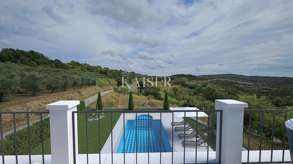 Istra, Buje - luksuzna vila v gradnji, pogled na morje in oljčni nasad