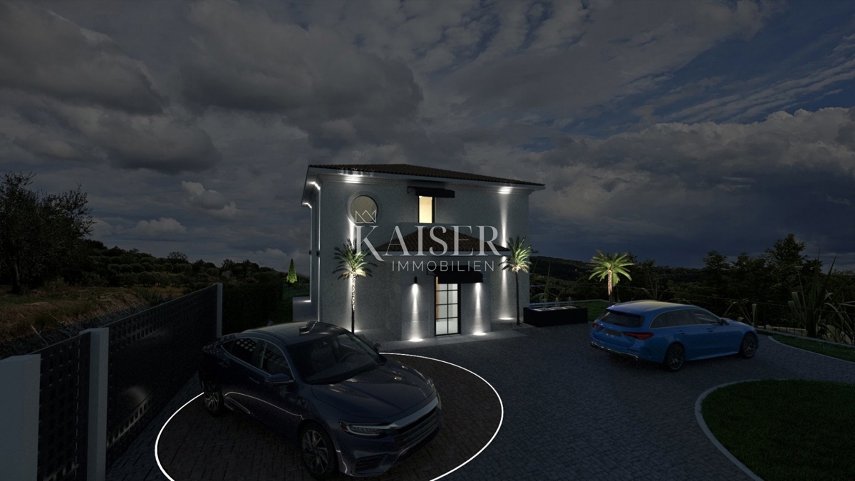 Istra, Buje - luksuzna vila v gradnji, pogled na morje in oljčni nasad