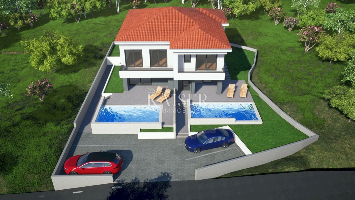 Otok Krk, Malinska - moderna polsamostojna hiša 120m2 v bližini morja