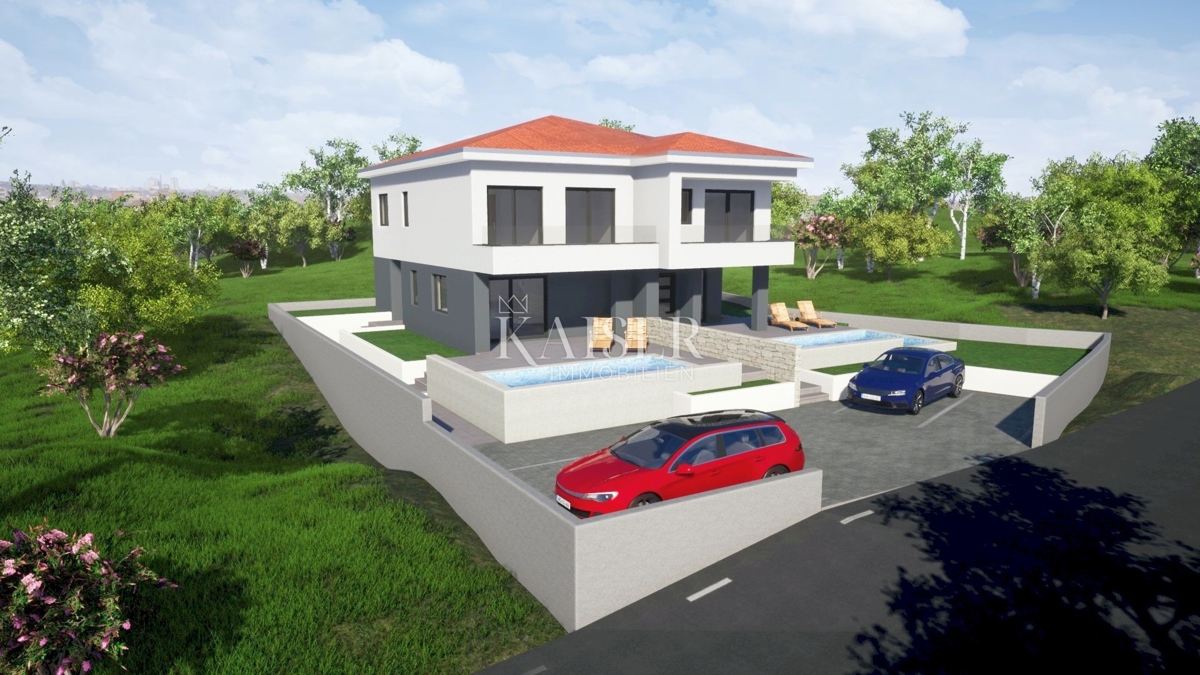 Otok Krk, Malinska - moderna polsamostojna hiša 120m2 v bližini morja