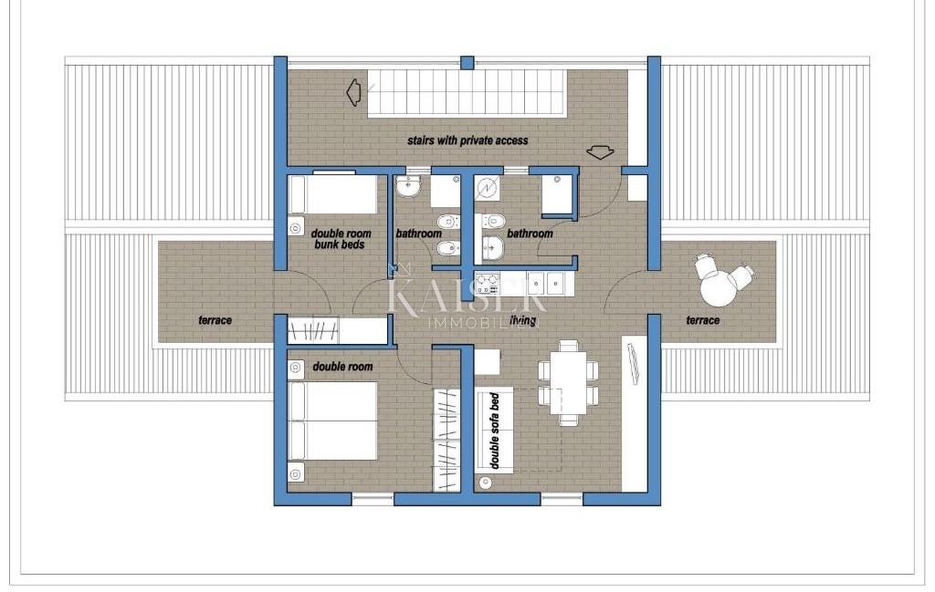 Otok Lošinj, Sv. Jakov, apartma 71 m2 s pogledom na morje
