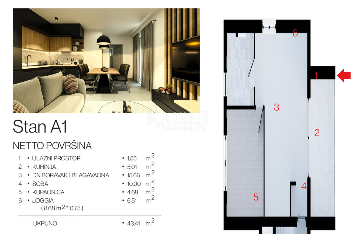 Stanovanje Rogoznica, 1m2