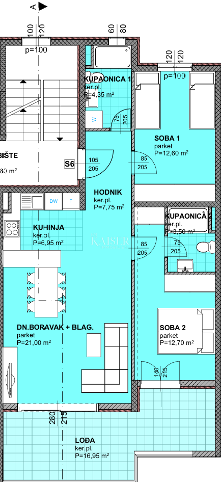 Makarska - Moderno dvosobno stanovanje z ložo v novogradnji