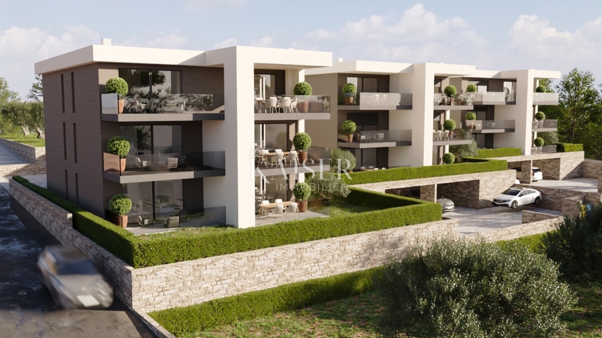 Istra, Umag, okolica - stanovanje v novogradnji, 90m2, 300m od morja, pritličje