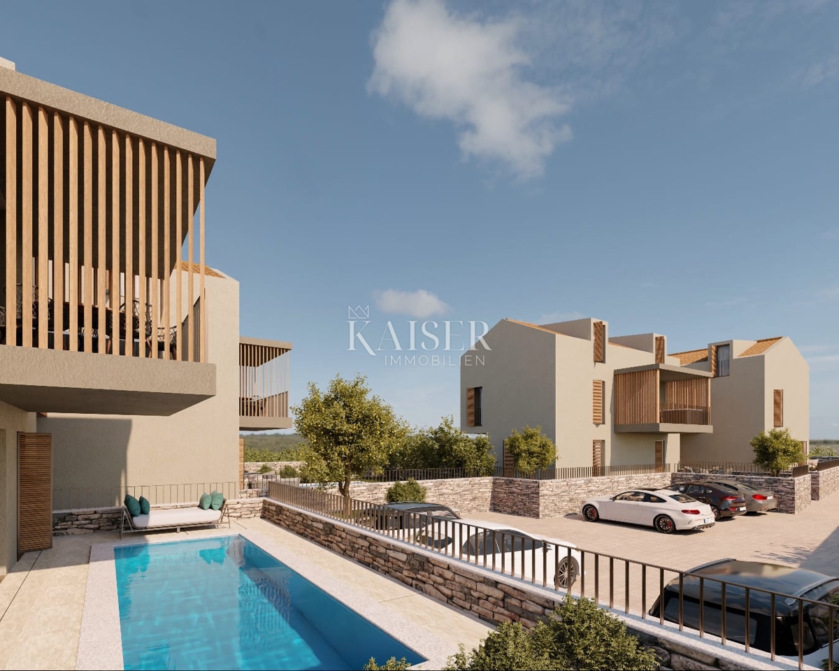 Istra - Višnjan, gradbeno zemljišče s projektom za apartmaje, pogled na morje