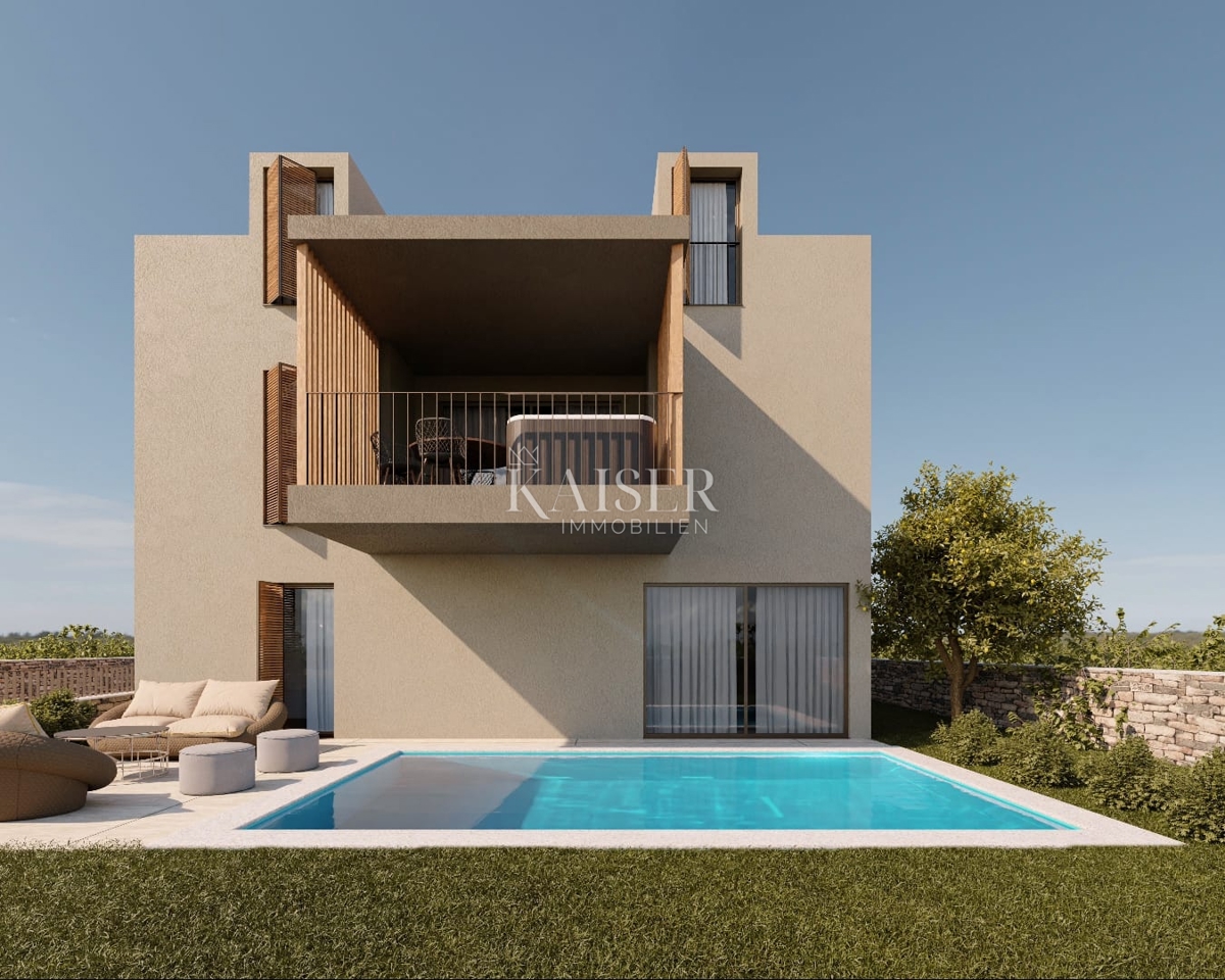 Istra - Višnjan, gradbeno zemljišče s projektom za apartmaje, pogled na morje