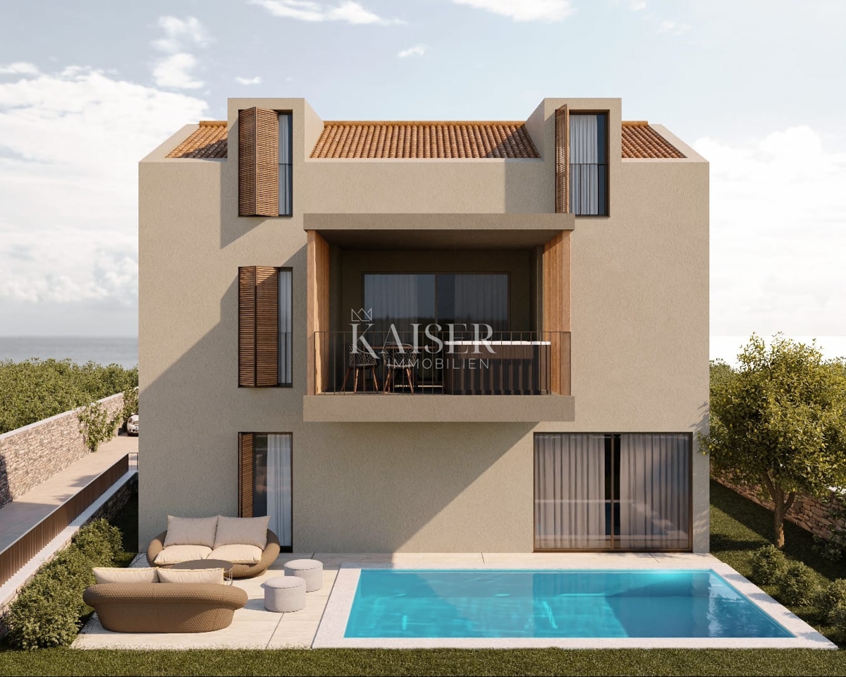 Istra - Višnjan, gradbeno zemljišče s projektom za apartmaje, pogled na morje