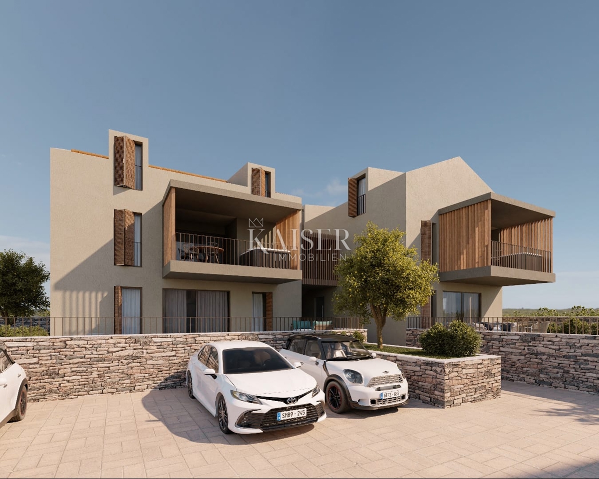 Istra - Višnjan, gradbeno zemljišče s projektom za apartmaje, pogled na morje