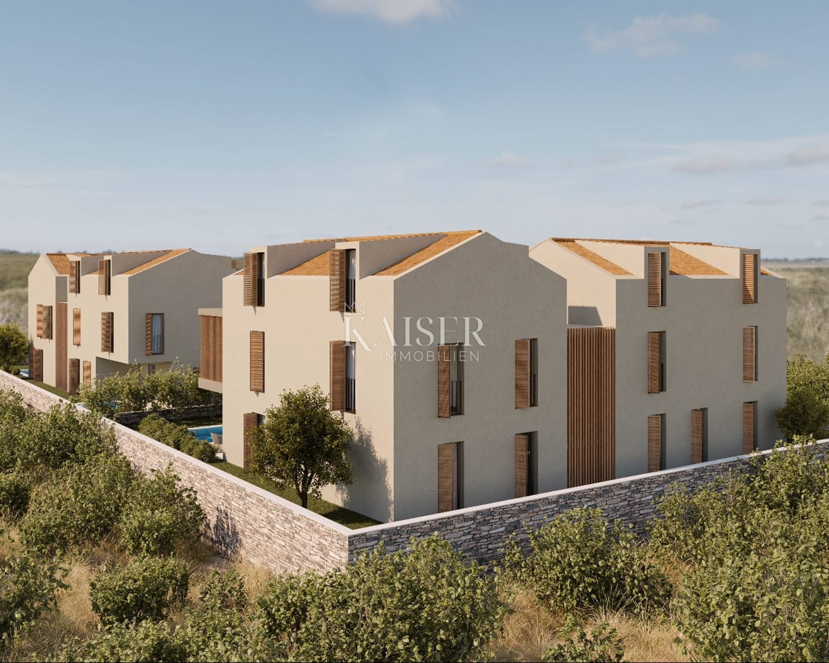 Istra - Višnjan, gradbeno zemljišče s projektom za apartmaje, pogled na morje