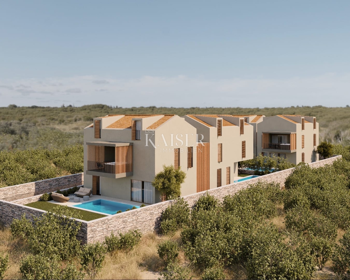 Istra - Višnjan, gradbeno zemljišče s projektom za apartmaje, pogled na morje