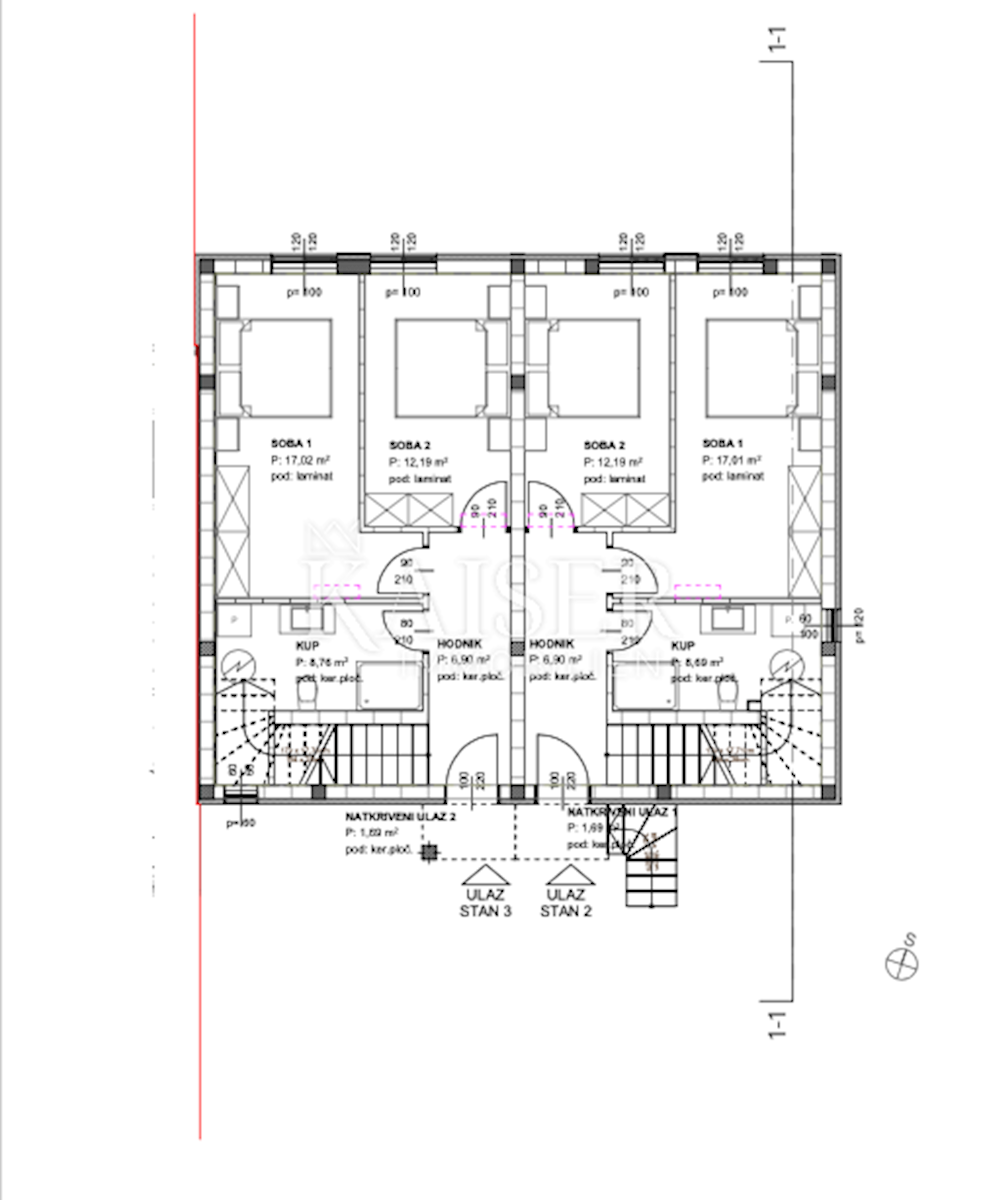 Otok Krk, Soline - dvoetažni apartma B, 150 m od morja