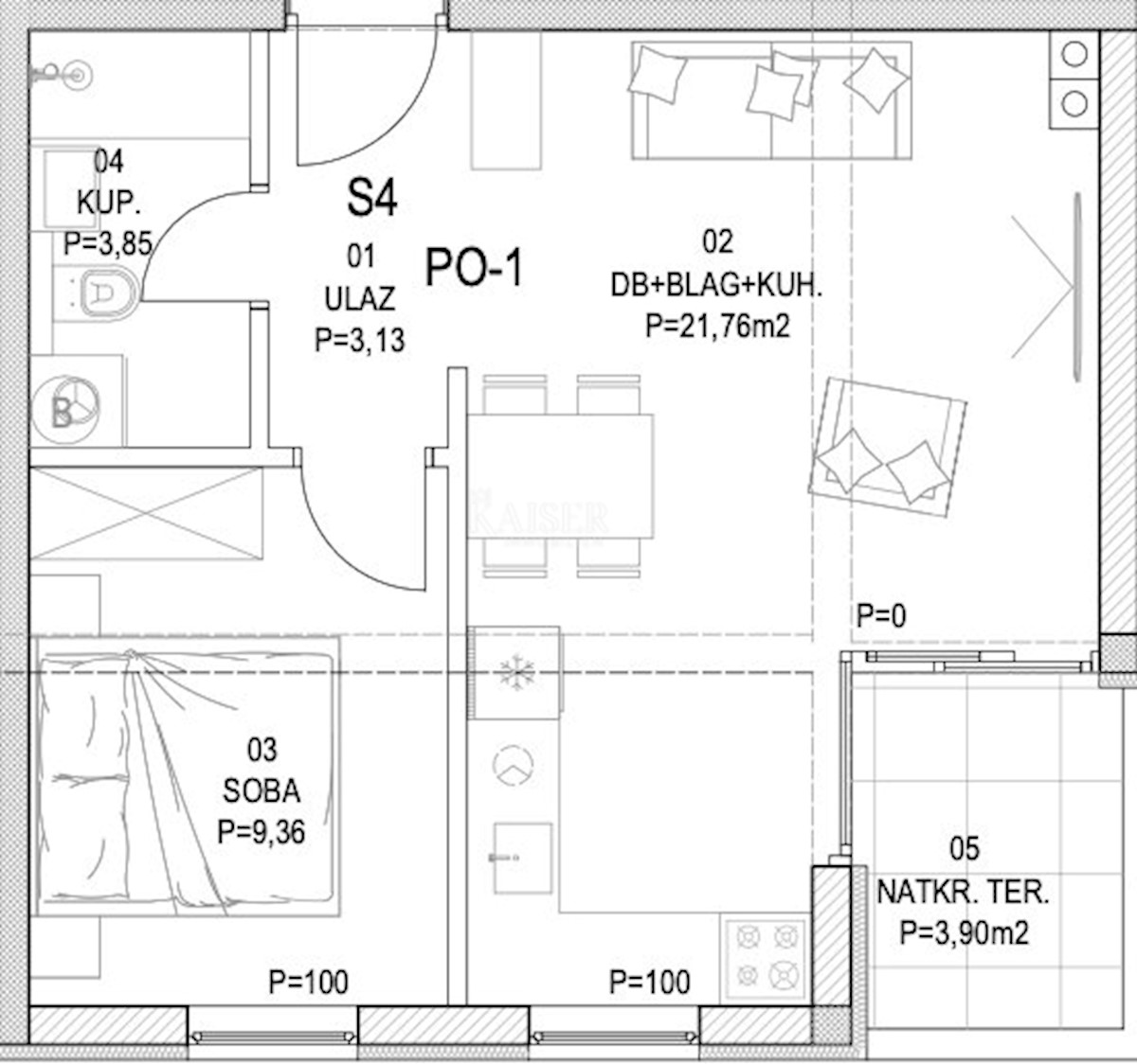 Barban - novogradnja 1s+db s teraso, 42 m2