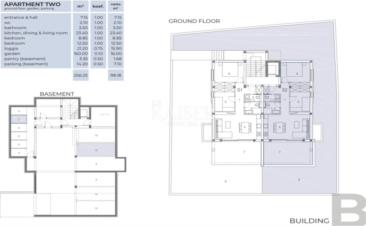 Luksuzno opremljeno 3-sobno stanovanje S2 z velikim zasebnim vrtom velikosti 160 m² - 70 m od morja