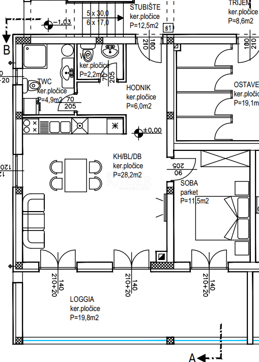 Stanovanje Crvene kuće, Zadar, 78,47m2