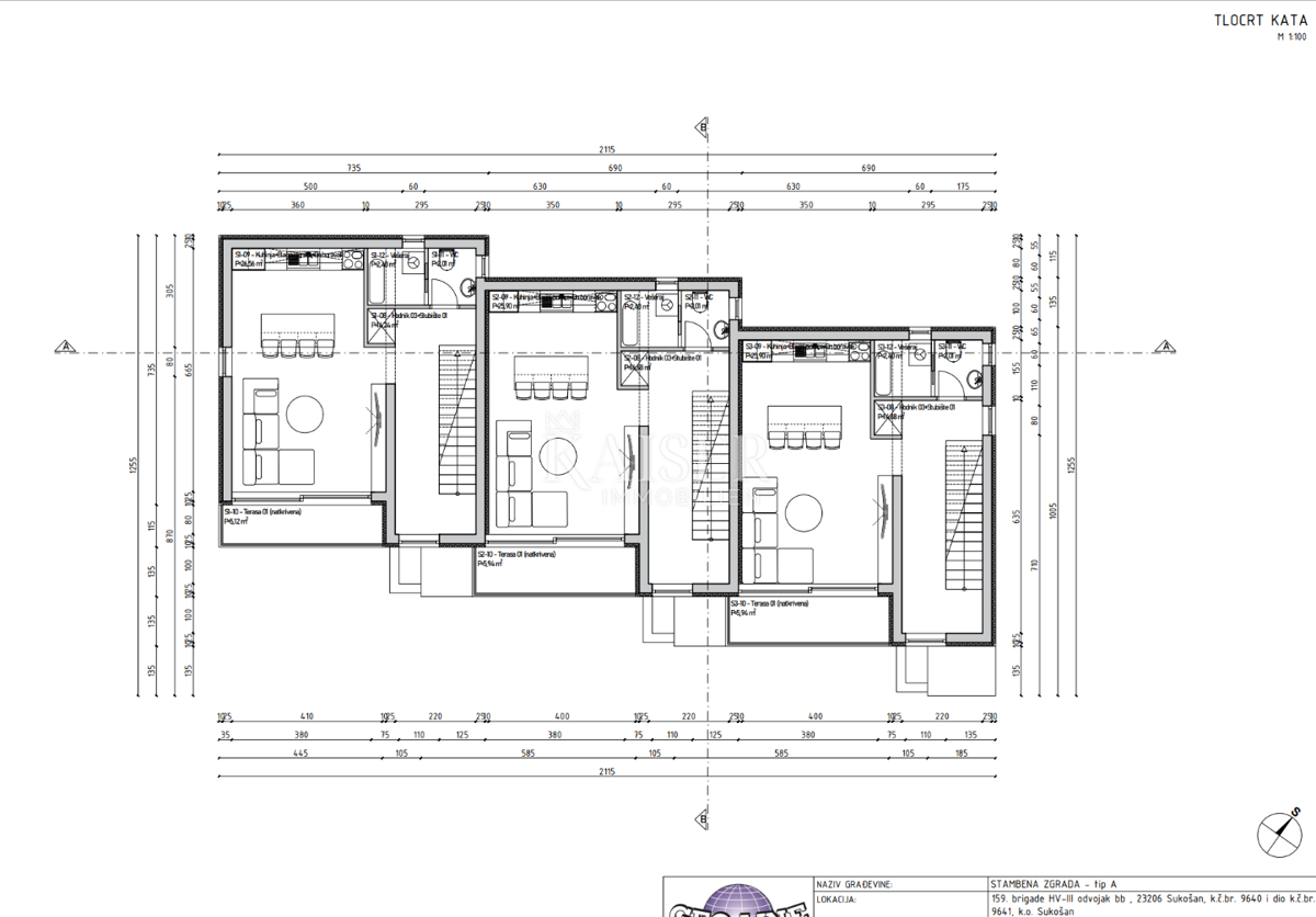 Sukošan, Zadar - Moderna polsamostojna vila s strešno teraso