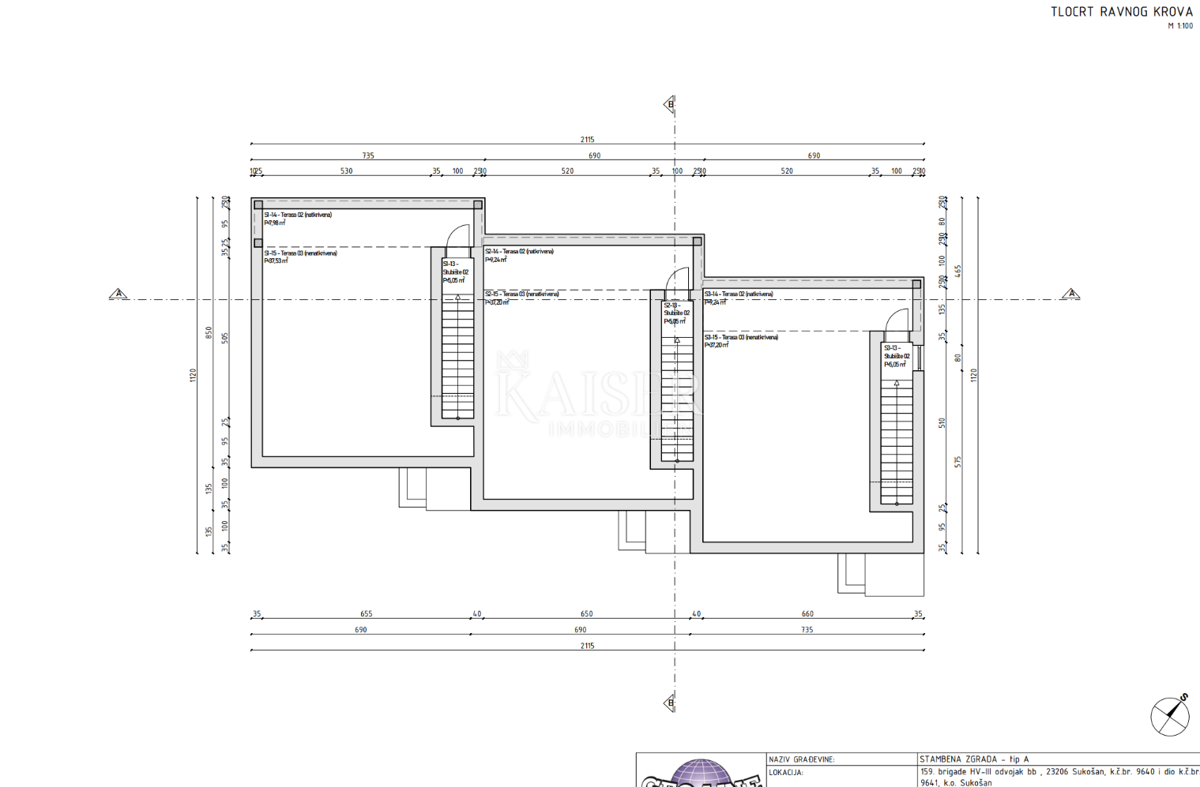 Sukošan, Zadar - Moderna polsamostojna vila s strešno teraso