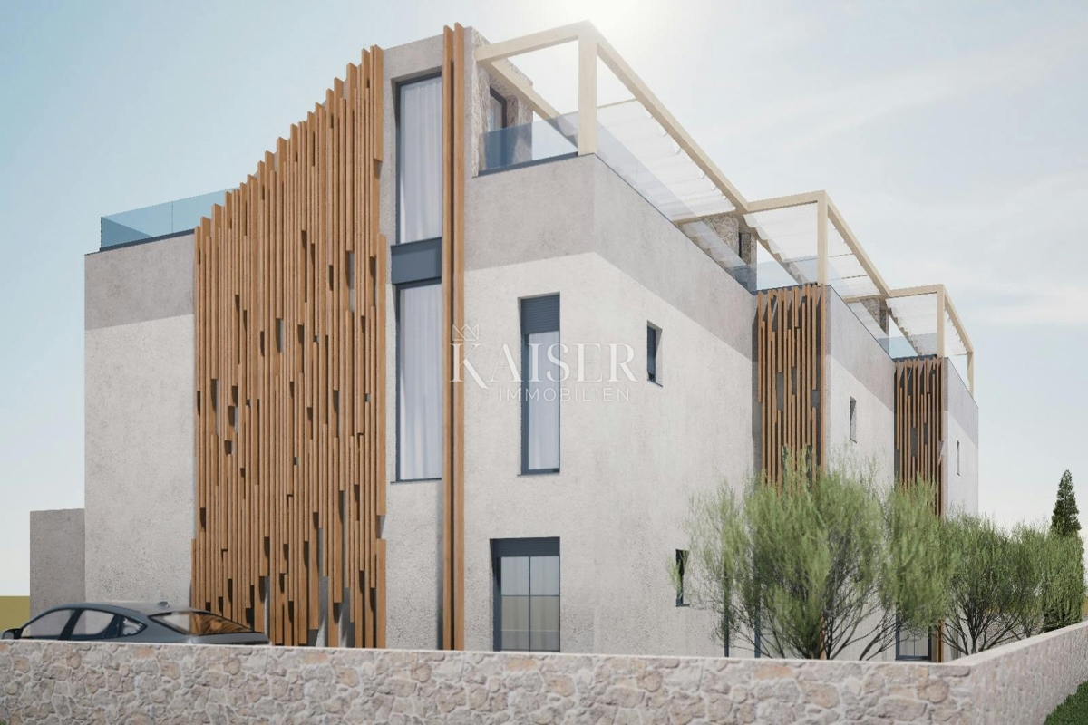 Sukošan, Zadar - Moderna polsamostojna vila s strešno teraso