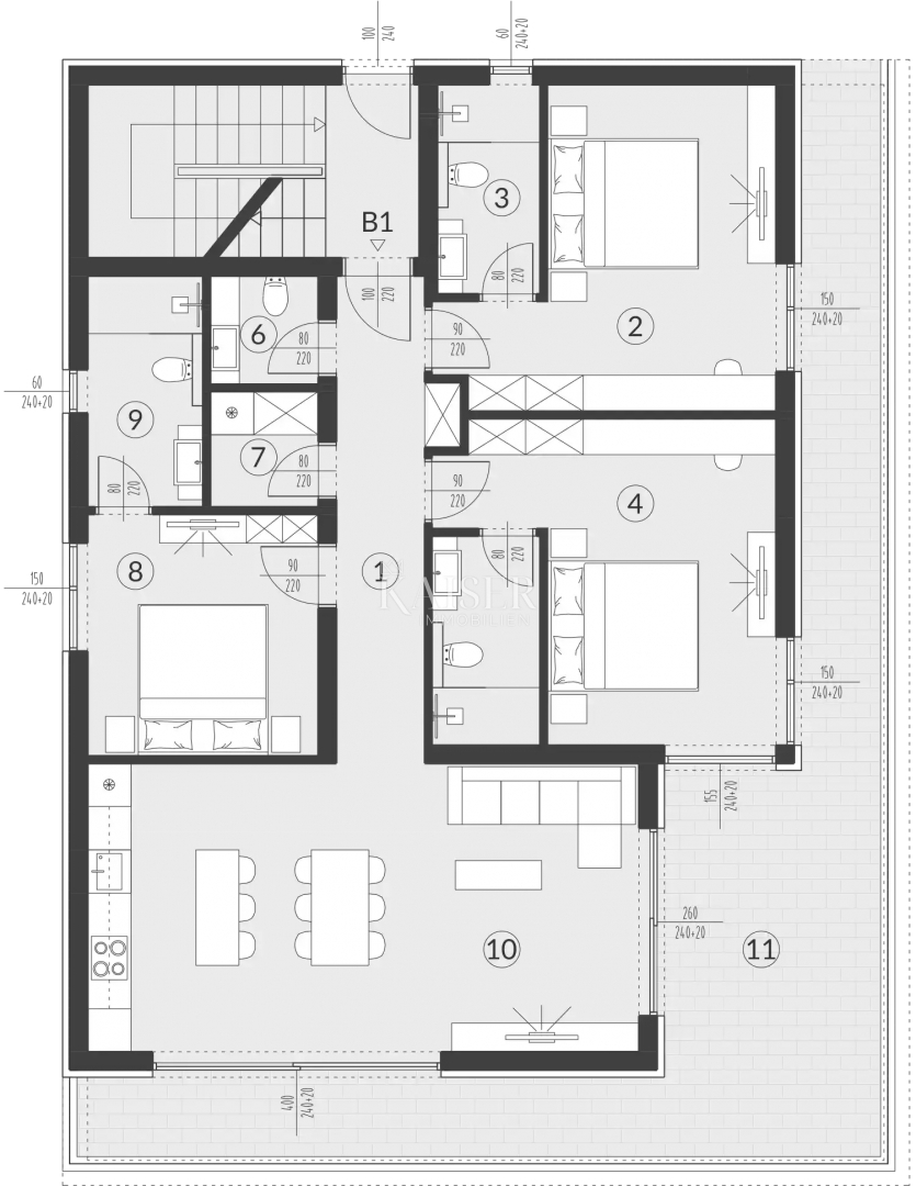 Istra, Medulin - Luksuzno stanovanje v pritličju 149m2 z garažo