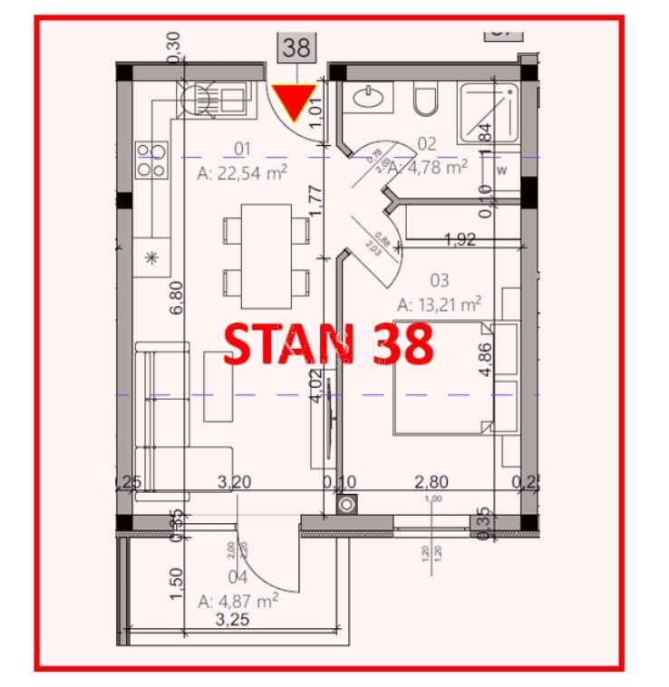 Istra, Pula - moderno enosobno stanovanje 42m² z balkonom