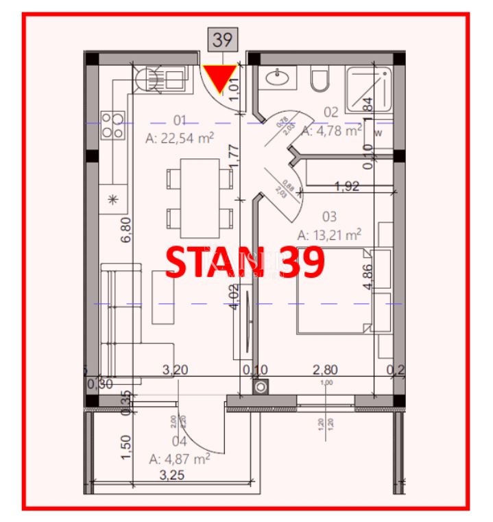 Istra, Pula - moderno enosobno stanovanje 42m² z balkonom