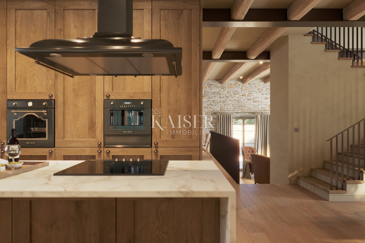 Istra - Lovreč, privlačna kamnita hiša s pogledom na morje