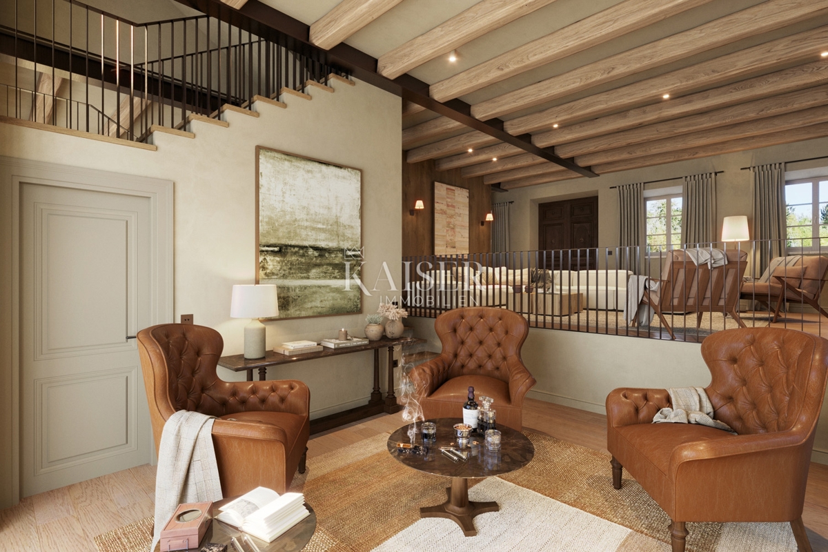 Istra - Lovreč, privlačna kamnita hiša s pogledom na morje