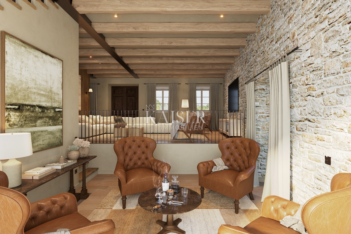 Istra - Lovreč, privlačna kamnita hiša s pogledom na morje