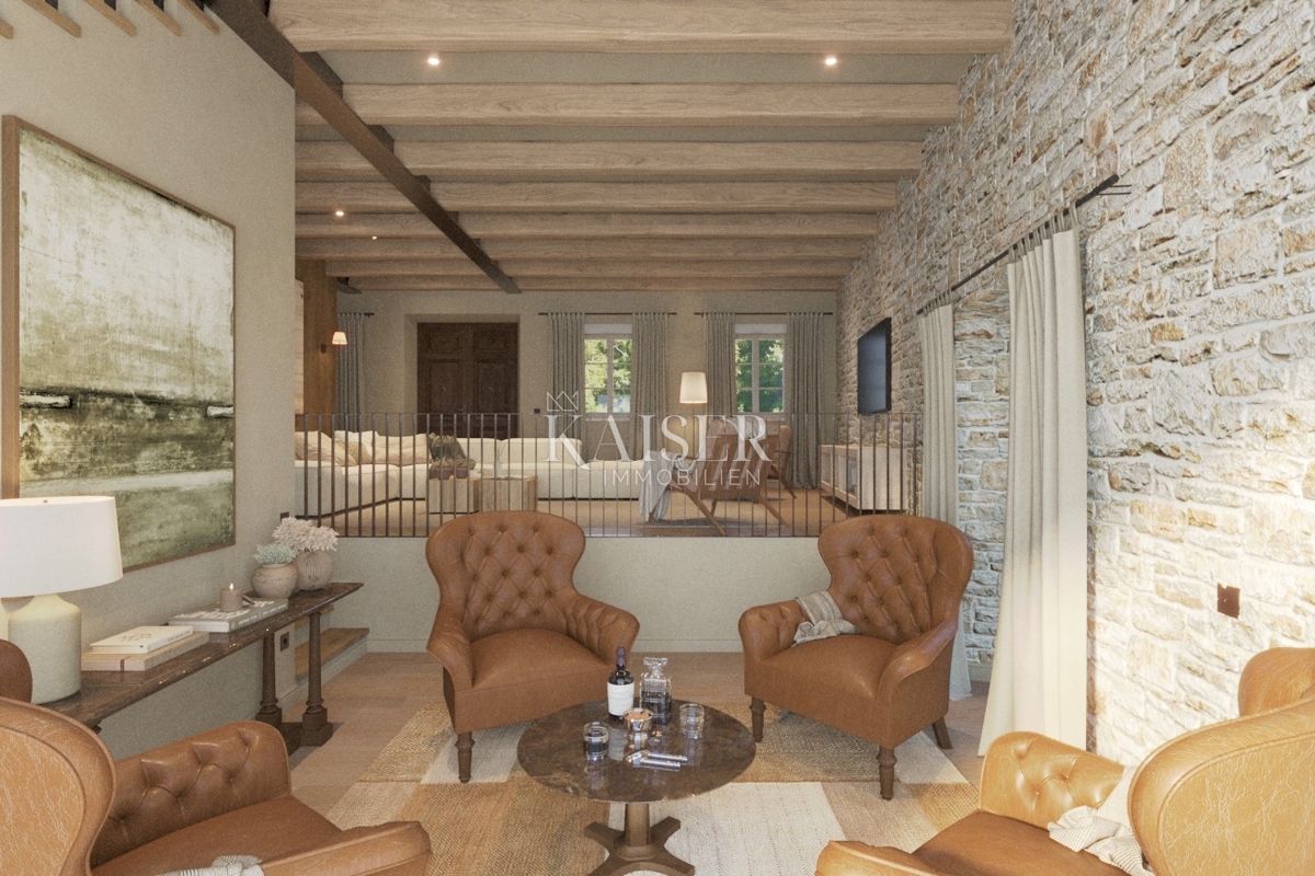 Istra - Lovreč, privlačna kamnita hiša s pogledom na morje