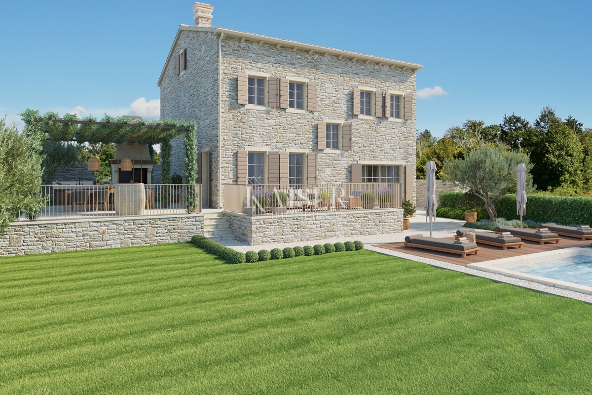 Istra - Lovreč, privlačna kamnita hiša s pogledom na morje