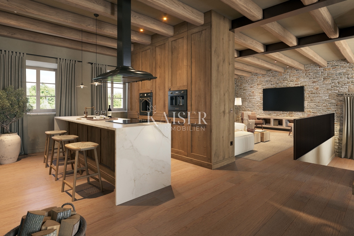 Istra - Lovreč, privlačna kamnita hiša s pogledom na morje