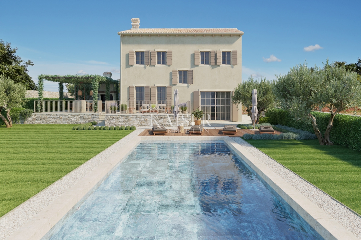 Istra - Lovreč, privlačna kamnita hiša s pogledom na morje