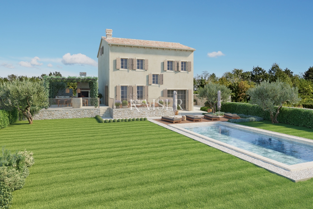 Istra - Lovreč, privlačna kamnita hiša s pogledom na morje