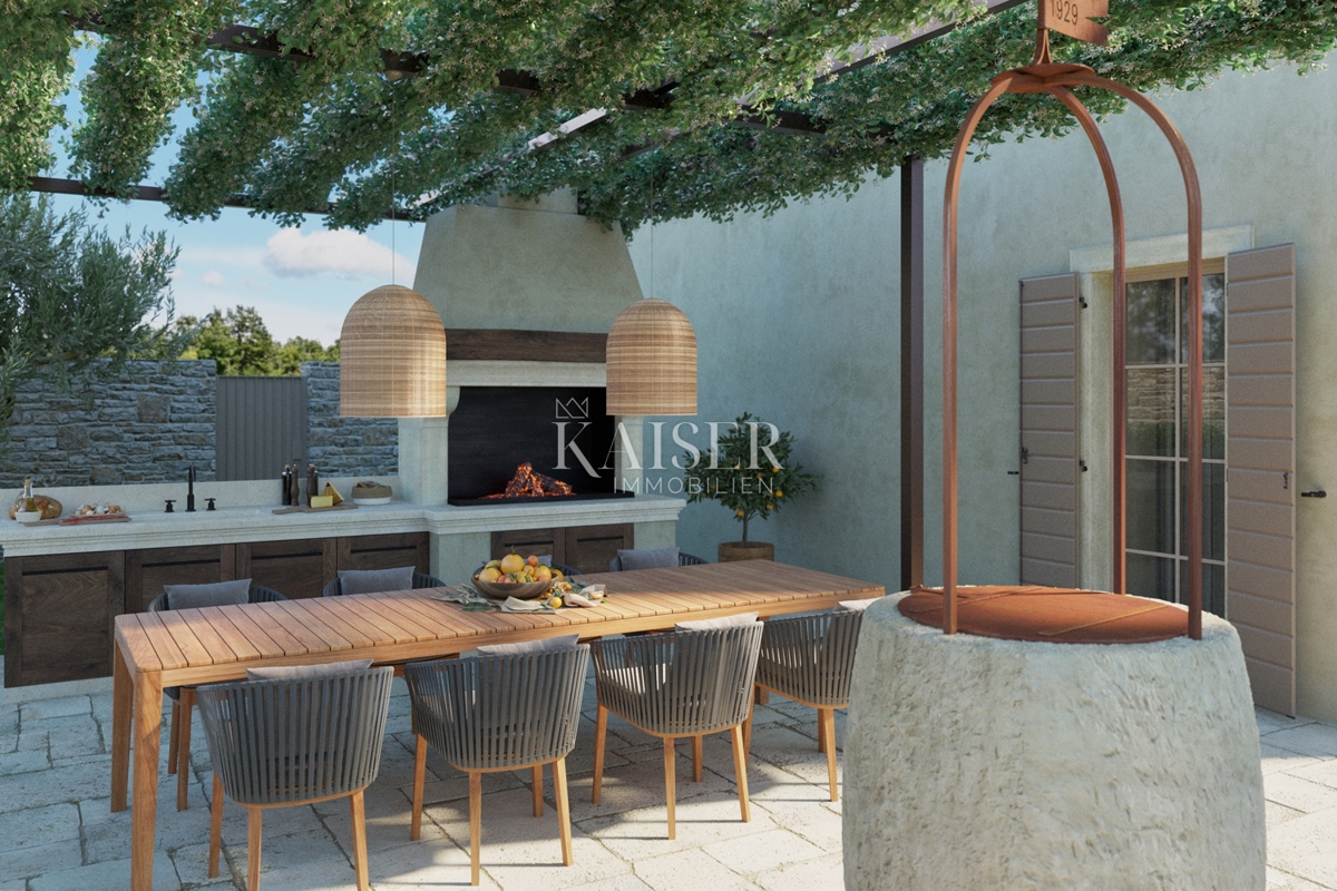 Istra - Lovreč, privlačna kamnita hiša s pogledom na morje