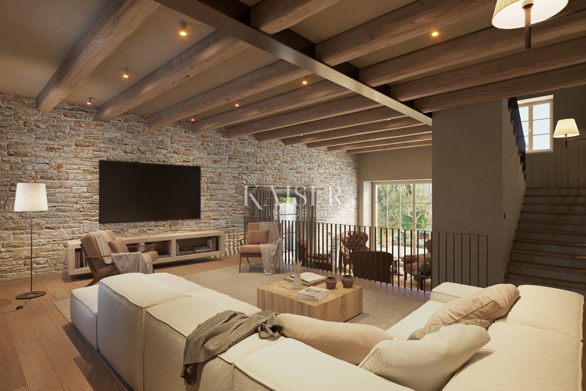 Istra - Lovreč, privlačna kamnita hiša s pogledom na morje